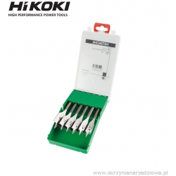 Zestaw komplet wierteł płaskich piórowych do drewna w kasecie 12/14/16/18/20/22mm chwyt 1/4" 6szt. Hikoki (781791)