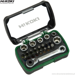 Zestaw komplet bitów PH PZ Nasadki Sześciokątny TORX Uchwyt magnetyczny Grzechotka 25mm 24 szt. Hikoki (750362)