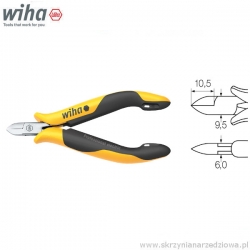 Szczypce precyzyjne antystatyczne ESD 115mm wąska, półokrągła główka z małym uskokiem Wiha Z43104 (26826)