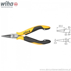 Szczypce precyzyjne okrągłe zagięte antystatyczne ESD 120mm Wiha Z7004 (26804)