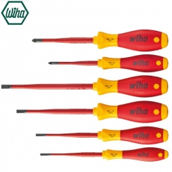 Zestaw wkrętaków izolowanych płaskich krzyżowych PZ 6-cz Wiha SoftFinish slimFix 1000V VDE 3201ZK6 ( 36455 )