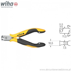 Szczypce precyzyjne antystatyczne ESD 115mm szeroka główka z małym uskokiem Wiha Z47204 (26840)